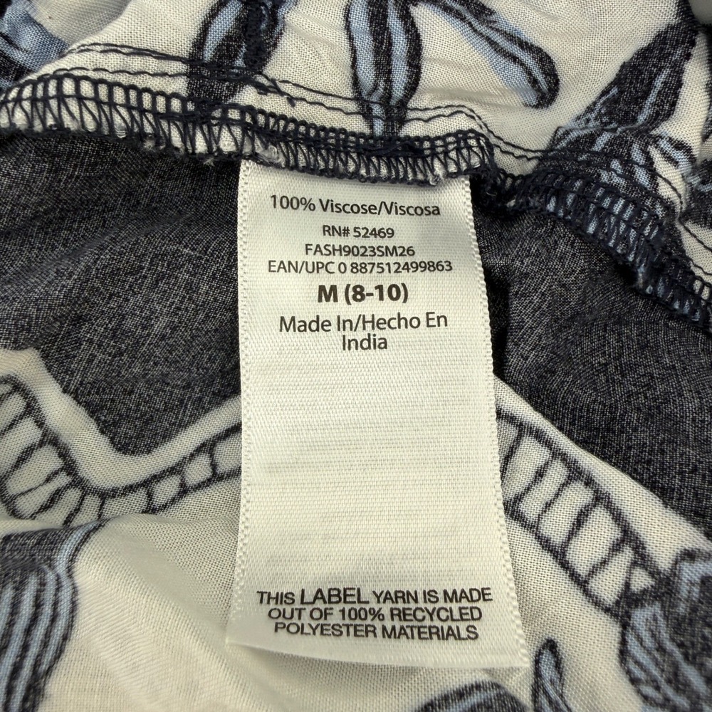 Free Assembly 2 Piece Set Womens M Blue Pineapple Blouse Shorts 100% Viscose - Picture 6 of 12